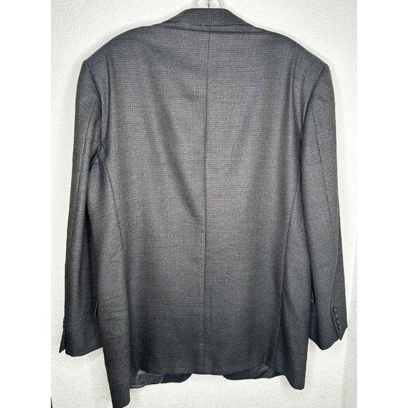 Ermenegildo Zegna Blazer Mens Large Gray Micro Check Wool 2 Button Notch Lapel - Picture 2 of 16